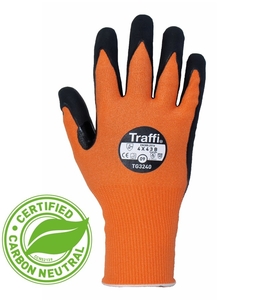 Size 9 TG3240-09 AMBER Traffi Glove LXT MircoDex Nitrile Foam Palm Glove – Cut Level B